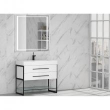 Madeli B810-36-001-WH-PN - Silhouette 36''. White, Free Standing Cabinet, Polished Nickel H-Legs (X2) /, Handles (X