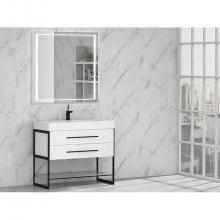 Madeli B810-42-001-WH-PN - Silhouette 42''. White, Free Standing Cabinet, Polished Nickel H-Legs (X2) /, Handles (X