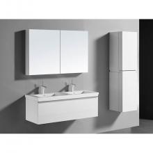 Madeli B990-48D-002-WH-PC - Venasca 48''. White Wall Hung Cabinet.2-Bowls