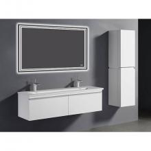 Madeli B990-60D-002-WH-MB - Venasca 60''. White Wall Hung Cabinet.2-Bowls