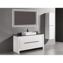 Madeli B999-60CD-001-WH-PC - Vicenza 60''. White, Free Standing Cabinet.1 Or 2 Bowls, Polished Chrome , Handles(X3)/L