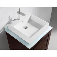 Madeli GTV2207-24-100-WW - 24''W Tempered Glass Top, Winter White, No Faucet Hole. W/Backsplash, 23-7/8''