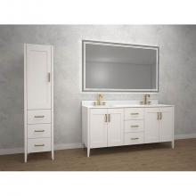 Madeli LCEN-181876-L001-WH-MB - 18''W Encore Linen Cabinet, White. Free Standing, Left Hinged Door, Matte Black Handles