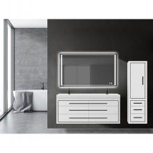 Madeli LCVI-201871-R002-WH-SB - 20''W Villa Linen Cabinet, White. Wall Hung, Right Hinged Door. Satin, Brass Handles (X4