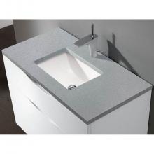 Madeli QSA1812-36-110-VG - 36''W X 3/4''H-Quartzstone Top, Silver Grey, Single Faucet Hole.No Backsplash,