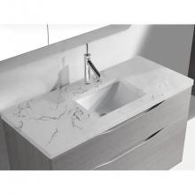 Madeli QSA1812-42-110-VG - 42''W X 3/4''H-Quartzstone Top, Silver Grey, Single Faucet Hole.No Backsplash,