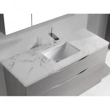 Madeli QSA1812-48-110-VG - 48''W X 3/4''H-Quartzstone Top, Silver Grey. 1-Basin Hole, Single Faucet Hole.