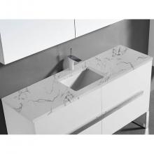 Madeli QSA1812-60-110-VG - 60''W X 3/4''H-Quartzstone Top, Silver Grey. 1-Basin Hole, Single Faucet Hole.