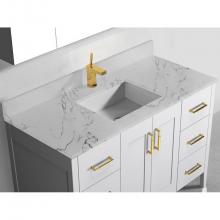 Madeli QST2208-48-110-VG - 48''W X 3/4''H-Quartzstone Top, Silver Grey. 1-Basin Hole, Single Faucet Hole.