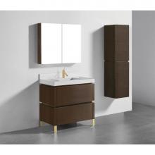 Madeli B600-36-001-LL-WA-PC - Metro 36''. Walnut, Free Standing Cabinet, Polished Chrome L-Legs (X4), 35-5/8'&apo