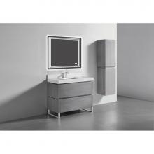 Madeli B600-42-001-LC-AG-PC - Metro 42''. Ash Grey, Free Standing Cabinet, Polished Chrome C-Base (X1), 41-5/8'&a