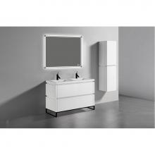 Madeli B600-48D-001-LC-GW-PC - Madeli Metro 48'' Free Standing Vanity in Glossy White/HW: Polished Chrome(PC)