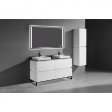 Madeli B600-60D-001-LC-GW-PC - Madeli Metro 60'' Free Standing Vanity in Glossy White/HW: Polished Chrome(PC)