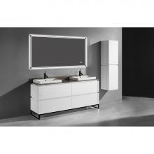 Madeli B600-72D-001-LC-GW-PC - Madeli Metro 72'' Free Standing Vanity in Glossy White/HW: Polished Chrome(PC)