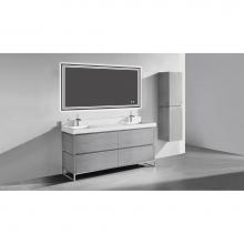 Madeli B600-72D-001-LC-AG-MB - Metro 72D'' Free Standing  Vanity Cabinet in Ash Grey/HW: Matte Black(MB)