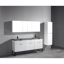 Madeli B200-72D-021-LC-WH-MB - Milano 72'' Free Standing Vanity Cabinet White/HW: Matte Black(MB)