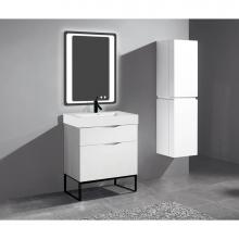 Madeli B200-30-021-LC-GW-PC - Madeli Milano 30'' Free Standing Vanity Cabinet Glossy White/HW: Polished Chrome(PC)