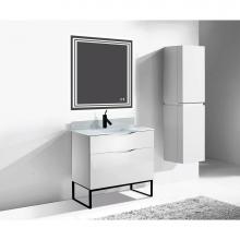 Madeli B200-36-021-LC-GW-PC - Madeli Milano 36'' Free Standing Vanity Cabinet Glossy White/HW: Polished Chrome(PC)