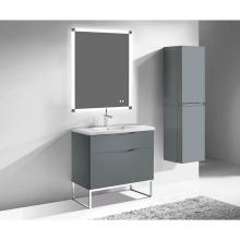 Madeli B200-42-021-LS-TG-PC - Milano 42''. Studio Grey, Free Standing Cabinet, Polished Chrome S-Legs (X2), 41-5/8&apo
