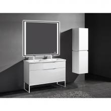 Madeli B200-48D-021-LS-GW-PC - Madeli Milano 48'' Free Standing Vanity Cabinet Glossy White/HW: Polished Chrome(PC)