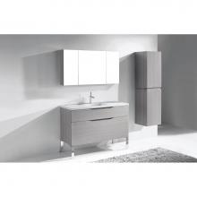 Madeli B200-48C-021-LC-AG-PC - Milano 48''. Ash Grey, Free Standing Cabinet. 1-Bowl, Polished Chrome C-Base (X1), 47-5/