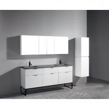 Madeli B200-72D-021-LS-GW-PC - Madeli Milano 72'' Free Standing Vanity Cabinet Glossy White/HW: Polished Chrome(PC)
