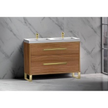 Madeli B460-48D-001-LS-NW-HP-PC - Pinnacle  48D'' Free Standing Vanity Cabinet in Natural Walnut/HW:  Polished Chrome(PC)