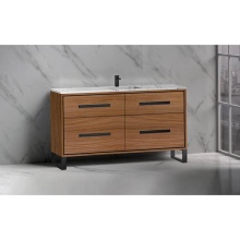 Madeli B460-60C-001-LS-NW-HP-PC - Pinnacle  60C'' Free Standing Vanity Cabinet in Natural Walnut/HW:  Polished Chrome(PC)