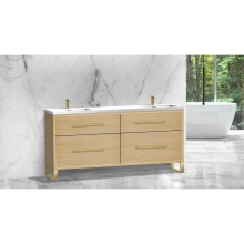 Madeli B460-72D-001-LS-NO-HP-PC - Pinnacle  72D'' Free Standing Vanity Cabinet in Natural Oak/HW:  Polished Chrome(PC)
