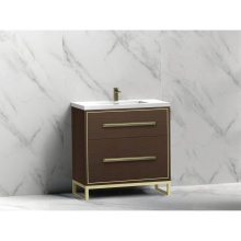 Madeli B460-30-001-LC-WA-HP-PC - Pinnacle  30'' Free Standing Vanity Cabinet in Walnut/HW:  Polished Chrome(PC)