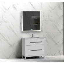 Madeli B460-30-001-LC-WH-NP-PC - Pinnacle  30'' Free Standing Vanity Cabinet in White/HW:  Polished Chrome(PC)