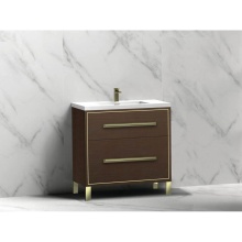 Madeli B460-30-001-LL-WA-NP-PC - Pinnacle  30'' Free Standing Vanity Cabinet in Walnut/HW:  Polished Chrome(PC)