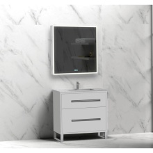 Madeli B460-30-001-LS-WH-HP-PC - Pinnacle  30'' Free Standing Vanity Cabinet in White/HW:  Polished Chrome(PC)