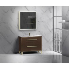 Madeli B460-42-001-LL-WA-NP-PC - Pinnacle  42'' Free Standing Vanity Cabinet in Walnut/HW:  Polished Chrome(PC)