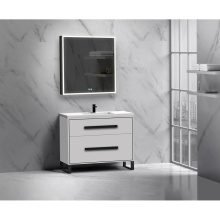 Madeli B460-42-001-LS-WH-NP-PC - Pinnacle  42'' Free Standing Vanity Cabinet in White/HW:  Polished Chrome(PC)