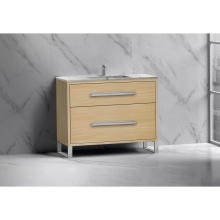 Madeli B460-42-001-LS-NO-NP-PC - Pinnacle  42'' Free Standing Vanity Cabinet in Natural Oak/HW:  Polished Chrome(PC)