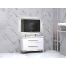 Madeli B460-48D-001-LC-WH-HP-PC - Pinnacle  48D'' Free Standing Vanity Cabinet in White/HW:  Polished Chrome(PC)