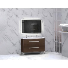 Madeli B460-48D-001-LS-WA-NP-PC - Pinnacle  48D'' Free Standing Vanity Cabinet in Walnut/HW:  Polished Chrome(PC)