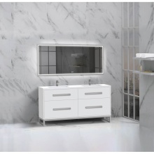 Madeli B460-60D-001-LC-WH-NP-PC - Pinnacle  60D'' Free Standing Vanity Cabinet in White/HW:  Polished Chrome(PC)