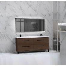 Madeli B460-72D-001-LL-WA-HP-PC - Pinnacle  72D'' Free Standing Vanity Cabinet in Walnut/HW:  Polished Chrome(PC)