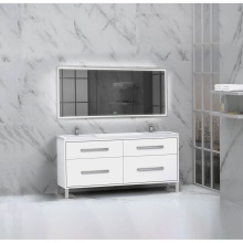 Madeli B460-72D-001-LL-WH-NP-PC - Pinnacle  72D'' Free Standing Vanity Cabinet in White/HW:  Polished Chrome(PC)