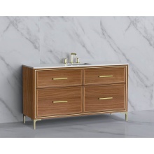 Madeli B465-60C-001-LY-NW-HY-PC - Profile 60C'' Free standing Vanity Cabinet in Natural Walnut/HW: Polished Chrome(PC)