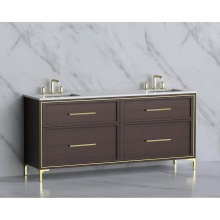 Madeli B465-72D-001-LY-WA-HY-BN - Profile 72'' Free standing Vanity Cabinet in Walnut/HW: Brushed Nickel(BN)