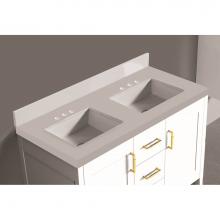 Madeli QSA1812-48-230-WH - Madeli Quartzstone Countertop,  48'' x 18'' x 3/4'', Double Basin,