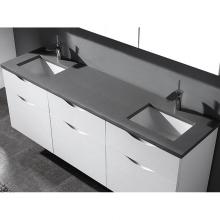 Madeli QSA1812-72-210-SG - Madeli 72'' Quartzstone Countertop w/ Single faucet hole- Soft Grey