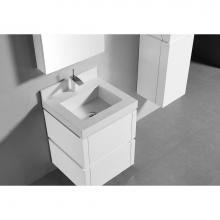 Madeli QSV2230-24-110-WC - Quartzstone Countertop,  24'' x 22'' x 3'', Single Faucet Hole in Wh