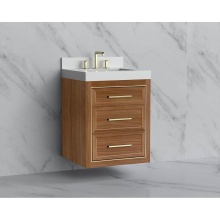 Madeli B855-24-002-NW-HY-PC - Renaissance 24'' Wall hung Vanity Cabinet in Natural Walnut/HW: Handles Polished Chrome(
