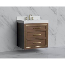 Madeli B855-30-002-BR-HR-PC - Renaissance 30'' Wall hung Vanity Cabinet in Brandy/HW: Handles Polished Chrome(PC)