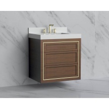 Madeli B855-30-002-BR-NP-PC - Renaissance 30'' Wall hung Vanity Cabinet in Brandy - No Handles - Inlay in Polished Chr