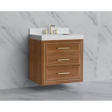 Madeli B855-30-002-NW-HY-PC - Renaissance 30'' Wall hung Vanity Cabinet in Natural Walnut/HW: Handles Polished Chrome(